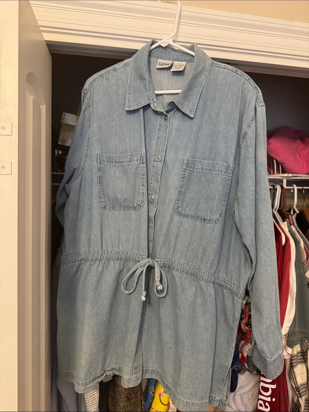 Light Wash Denim Drawstring Jacket